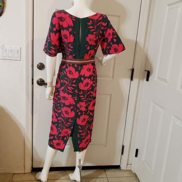 Boden Size 2 Elegant Floral Green and Pink Dress - Picture 7 of 13